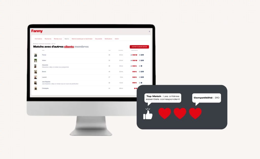 Top Match, calcul de compatibilité dans le CRM Begin Pro
